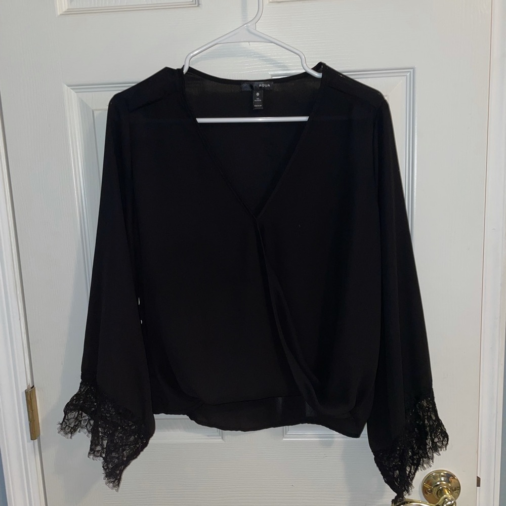 Aqua Black Lace Top